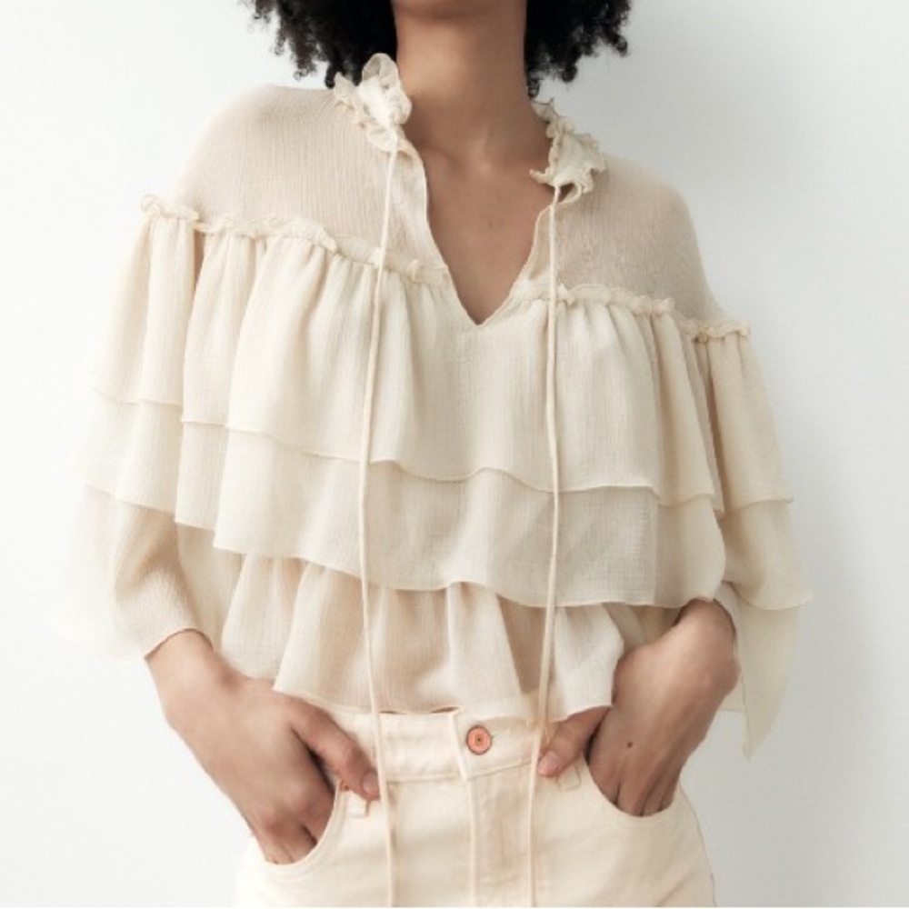 Zara cheer ruffled blouse new with tags